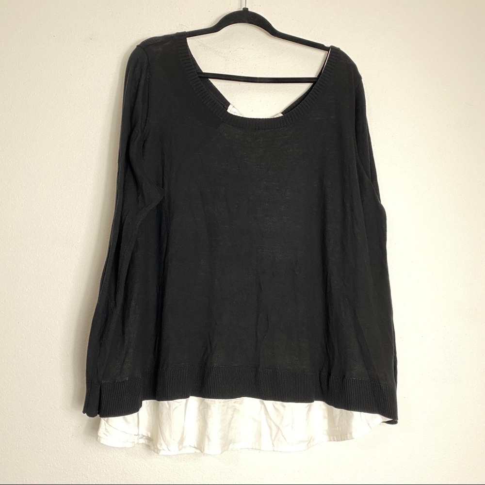 Torrid Black Layered Tie Bow Back Blouse 3X